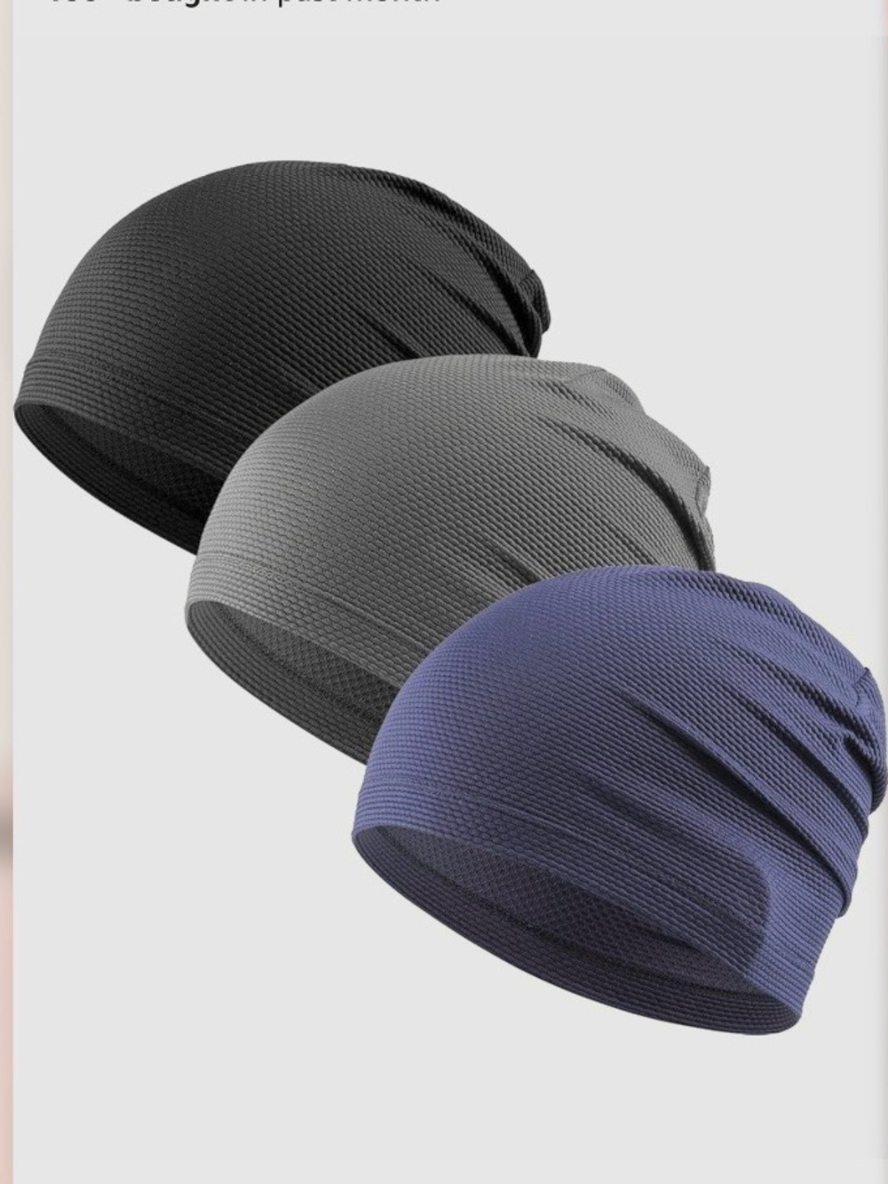🆕- W-tactful- Set of 3 Lightweight Skull Cap. Black-Light Gray-Black